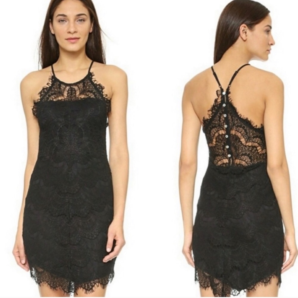 Free people black lace dress XS